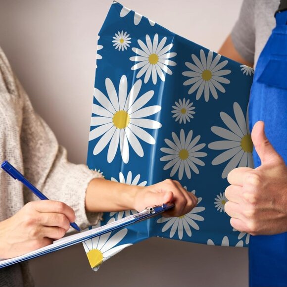50 Blue Daisy Self Adhesive Packaging Poly Mailer Bag - Picture 8 of 9